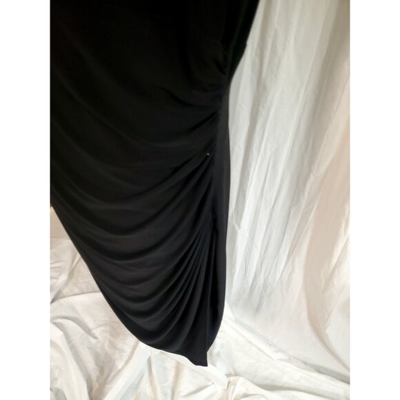 Lauren Ralph Lauren Wrap Rutched Midi Dress Blk Sz 18 Cocktail Dress Whimsgoth - Picture 4 of 14